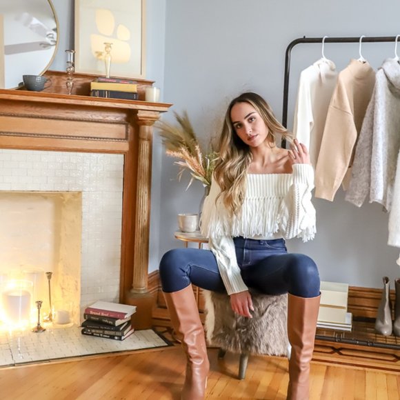 NWT Off-The-Shoulder Fringe Sweater - Picture 3 of 10